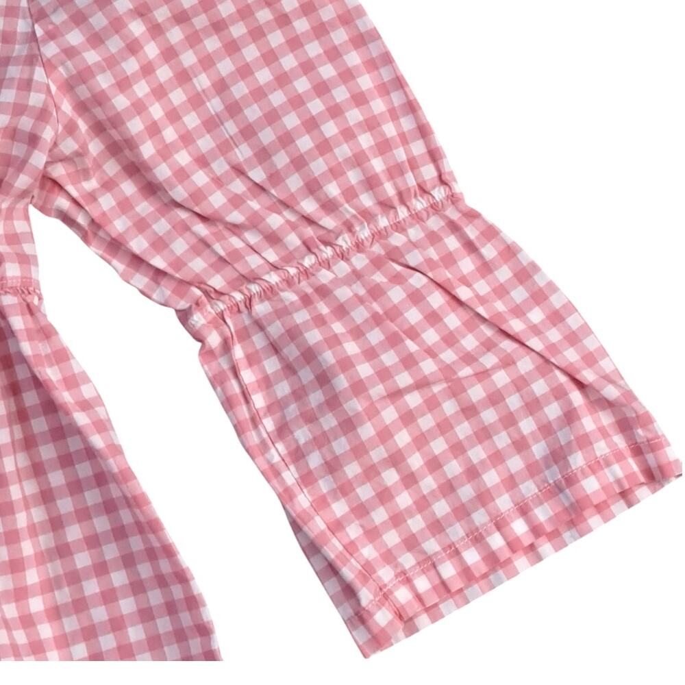 Matilda Jane Girls  Home Grown Ginger Peasant Top Pink Gingham Shirt Size 4 - Picture 5 of 8